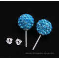 Boucles d&#39;oreilles en argent sterling 925 Shamballa en argent sterling Boucles d&#39;oreilles en bois de basketball BWE26